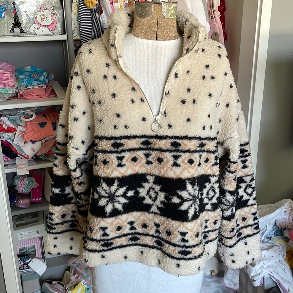 Mod Boutique Teddy Pullover w/ Half Zipper